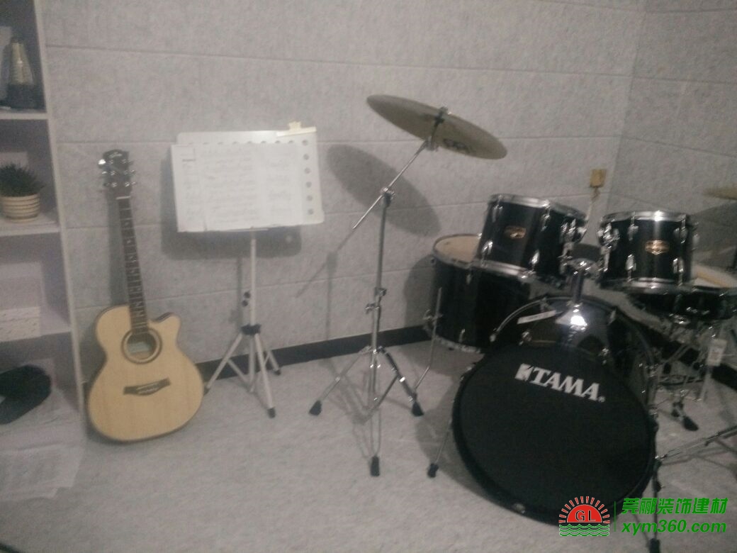 鼓房噪音處理，墻體吸音板安裝效果圖